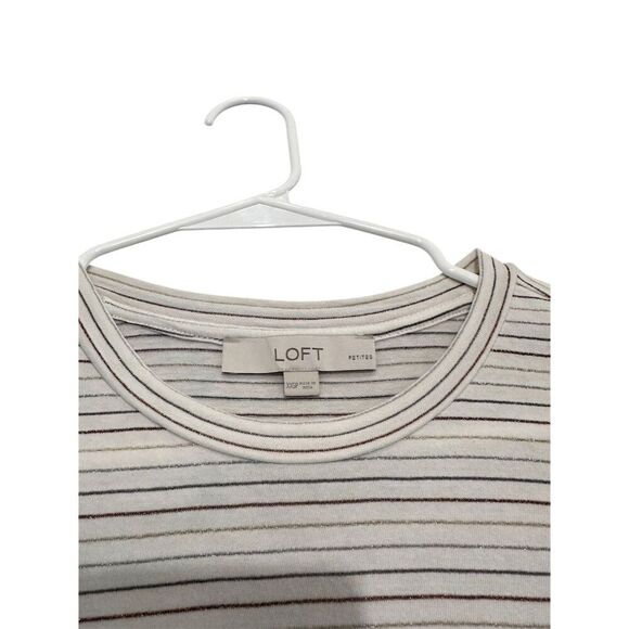 Loft Women's Striped‎ Puff Sleeve Blouse Multicolor Size XXSP - Picture 4 of 5